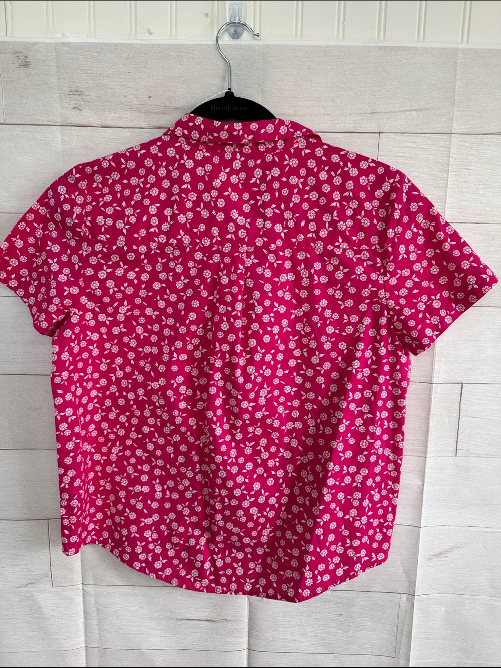 NWT J. Crew Pink Floral Cotton Poplin Short Popover Shirt Small Hot Pink - Picture 6 of 6